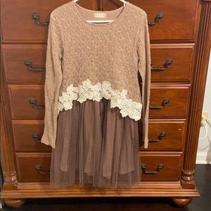 Super fun sweater dress with tulle bottom